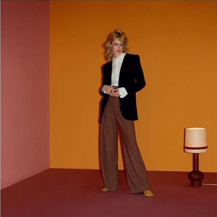 black suit with brown pants