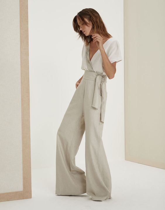 V neck top with loose pants